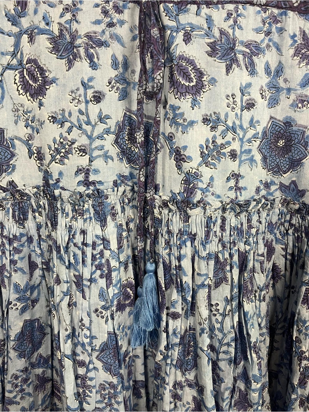 🛍️SALE Shade amour blue floral tasseled resort wear beach summer dress NWT SZ S - Picture 4 of 10